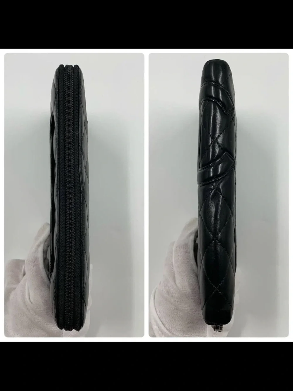 CHANEL Black Quilted CC Zip-Around Wallet
